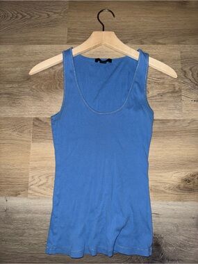 Express Cornflower Blue Ribbed Scoop Neck Tank Top